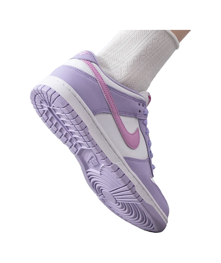 Nike Dunk Synthetic Leather Slip Resistant Abrasion Resistant Low top Kids Skateboarding Shoes Purple White Unisex  VJSNEAKER