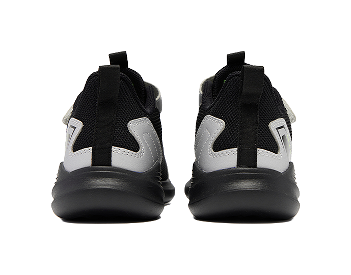 QIAODAN Breathable Lightweight Cushioning Low Top Running Shoes Black/Silver Kids' 