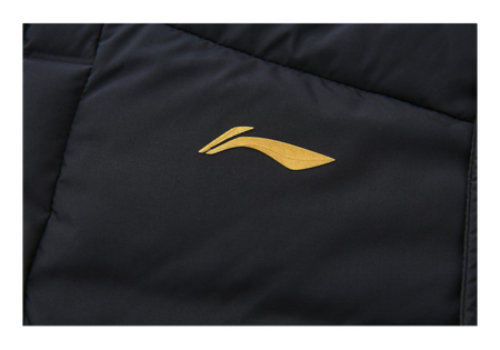Black down jacket chest with gold Li Ning wing logo