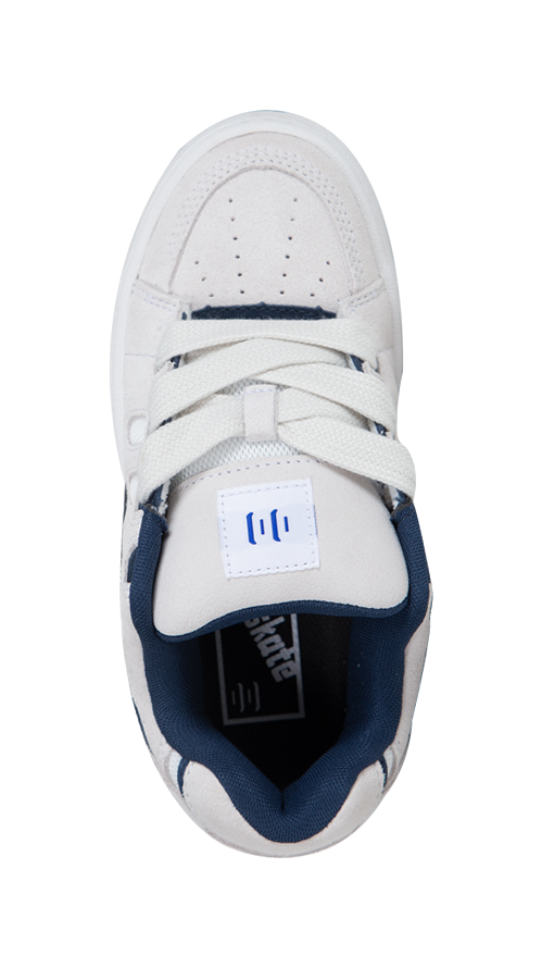 Ollieskate Cold Cemented Puffy Shoes Low top Skateboard Shoes Unisex White Blue 