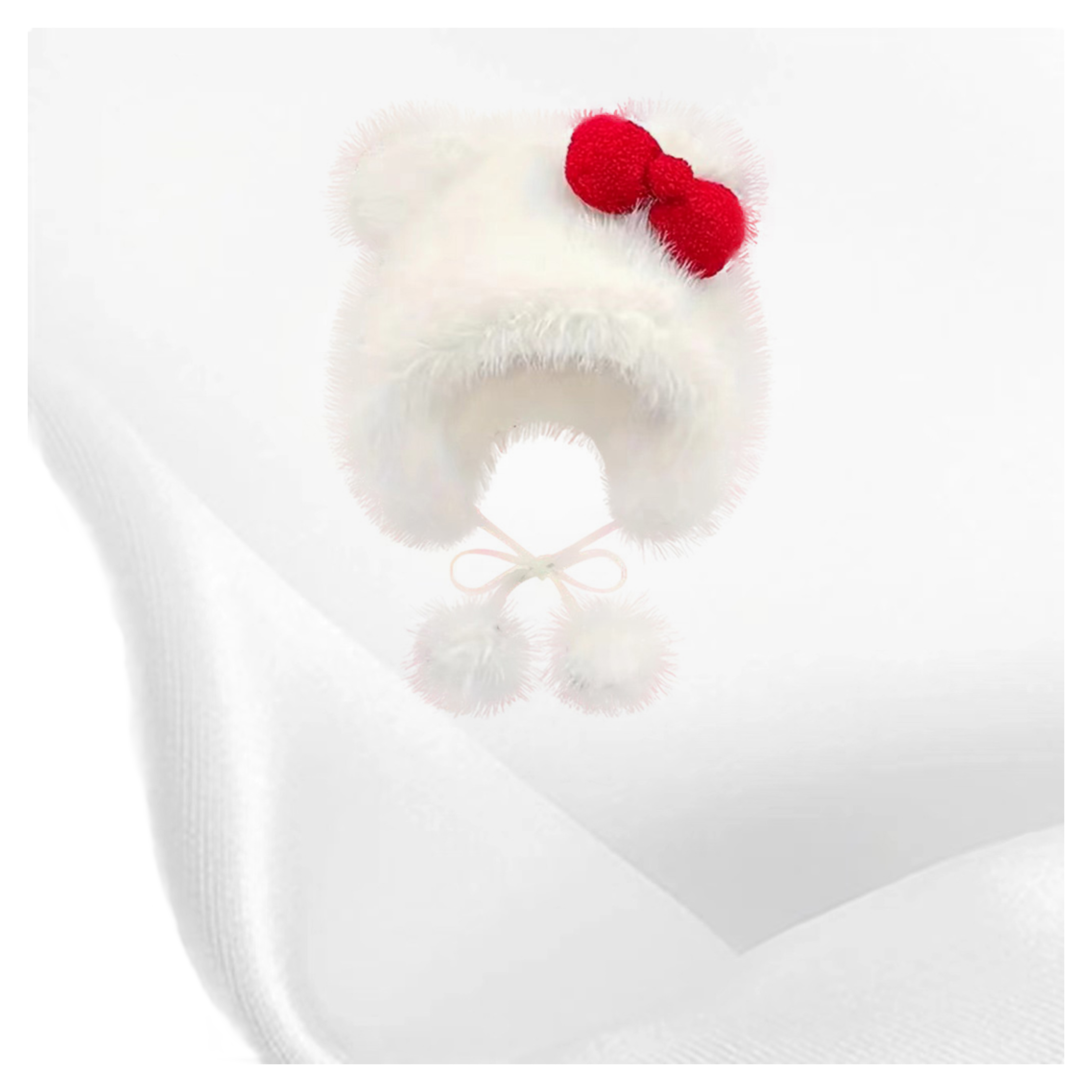 【 Cat Simulator 】 IOTS Original Cat Cute Cat Bow Plush Hat Warm and Antifreeze Ears High Quality Cotton Hat Polyester Fiber Woolen Hat Male Female Same Style Couple's Style  vjsneaker.com