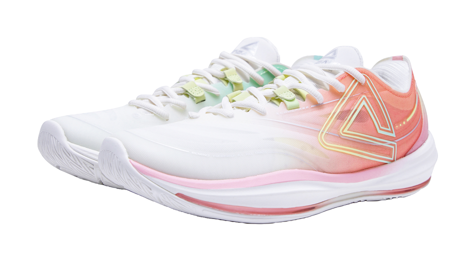 PEAK Lightness 3.0 Cushioning Abrasion Resistant Breathable Low top Basketball Shoes Mens Pink Green Mismatched  VJSNEAKER
