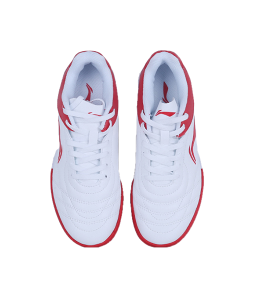 LiNing TF Slip Resistant Cushioning Abrasion Resistant Low Top Soccer Shoes White Red Kids  VJSNEAKER