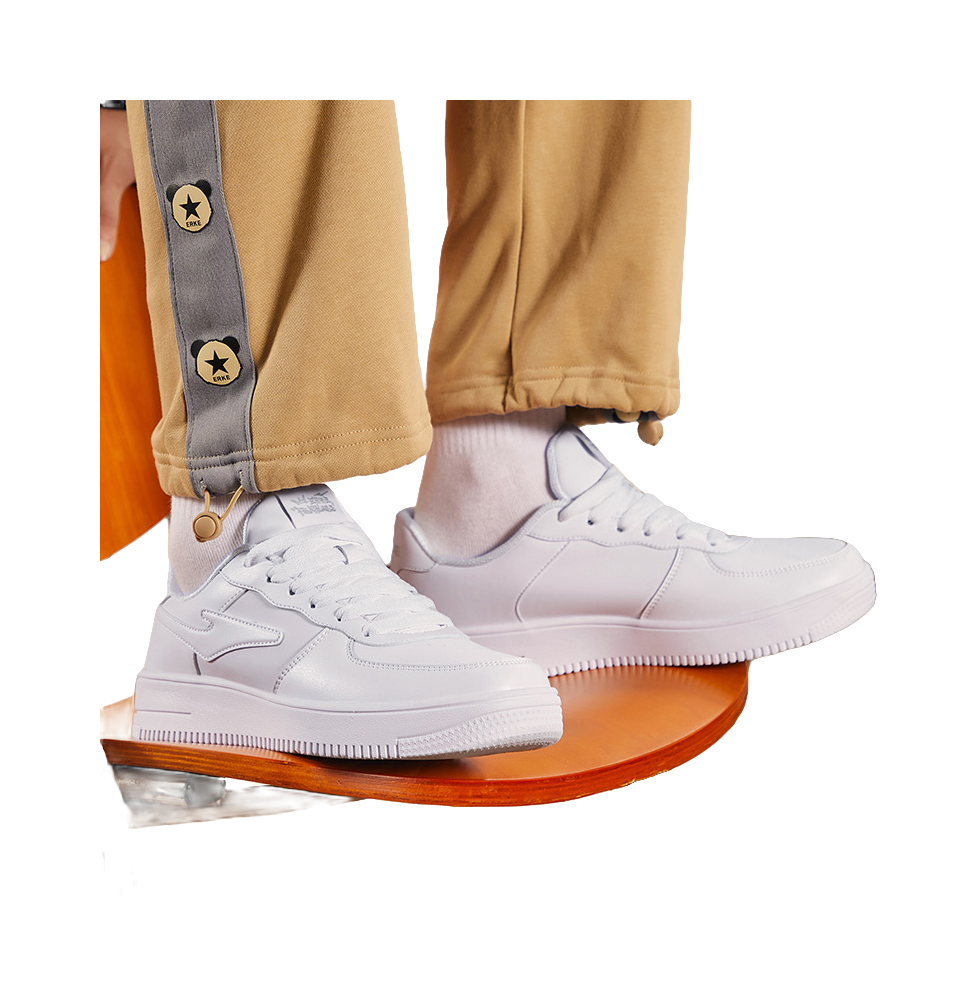 ERKE Men's Low-Top Skateboard Shoes - Classic Fabric & Synthetic Leather Sneakers Breathable & Durable Silver 