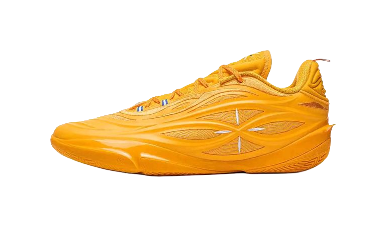 Unisex low-top basketball shoe in bright yellow with lace-up and side logo