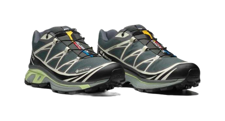 SALOMON XT 6 Waterproof Low Top Running Shoes Unisex Urban Gray Black Lime Cream  vjsneaker.com