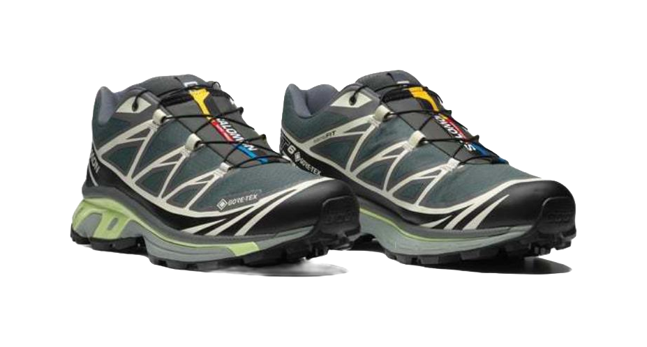 SALOMON XT 6 Waterproof Low Top Running Shoes Unisex Urban Gray Black Lime Cream  vjsneaker.com