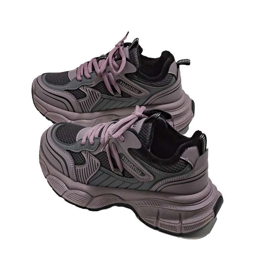 HUANQIU Slip Resistant, Abrasion Resistant, Breathable Low top Chunky Sneakers Women's Purple 