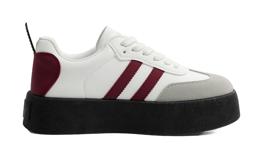 HUANQIU Slip Resistant Abrasion Resistant Low top Skateboard Shoes Women's White Red 