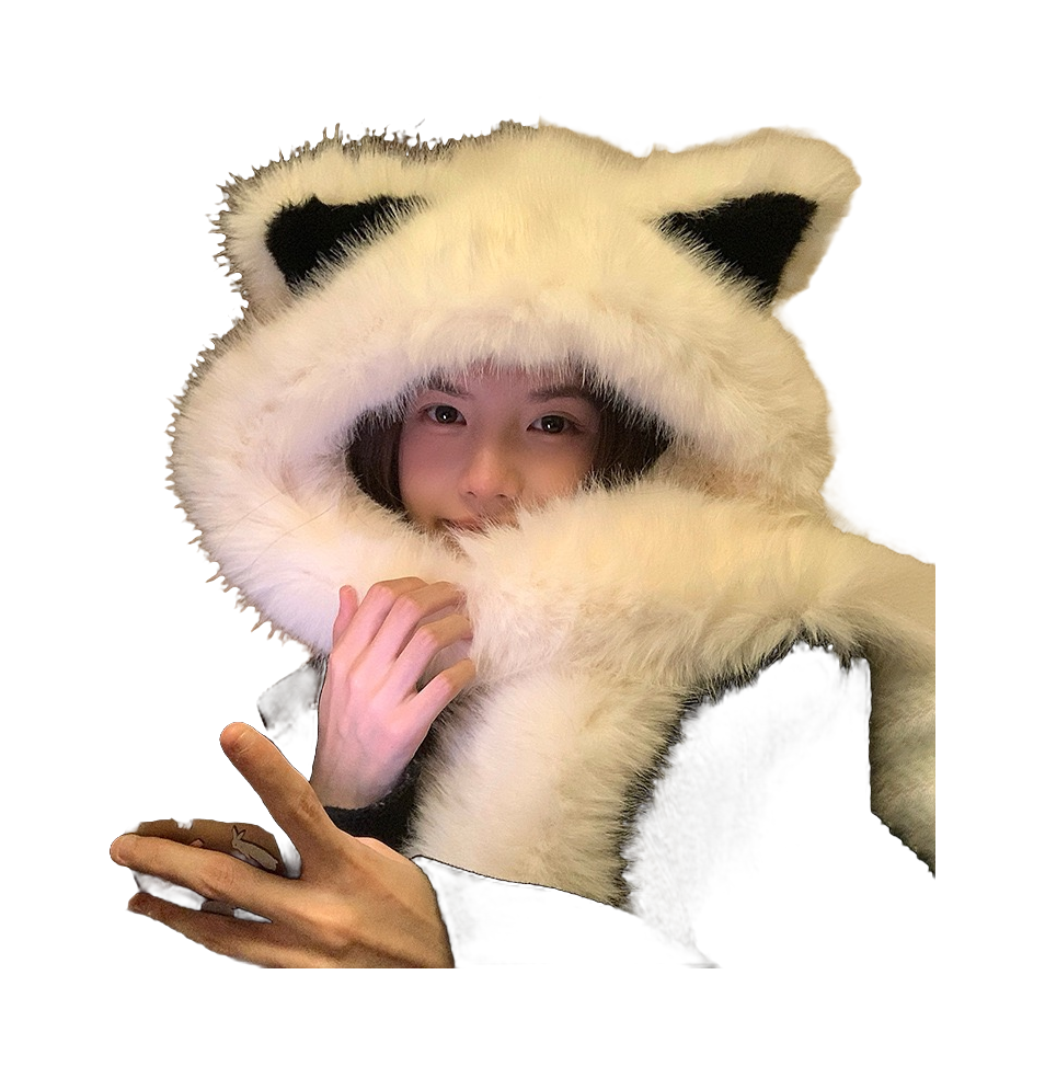 【 Warm Fox 】 IOTS Cute and Cute Fox Ear Two piece Set, Thickened and Warm, Essential for Cooling in Autumn and Winter, Polyester Fiber Woolen Hat for Women  vjsneaker.com