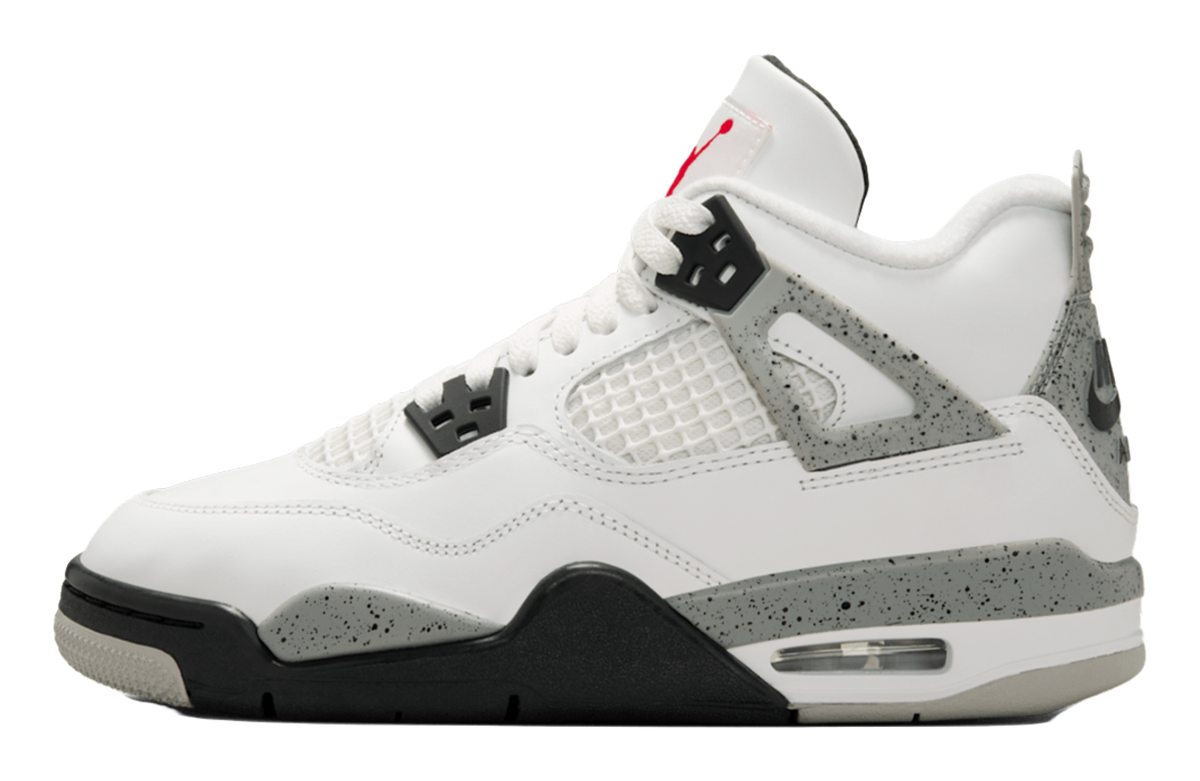 Jordan Air Jordan 4 Slip Resistant Abrasion Resistant Mid top Childrens Basketball Shoes White Black Unisex  VJSNEAKER