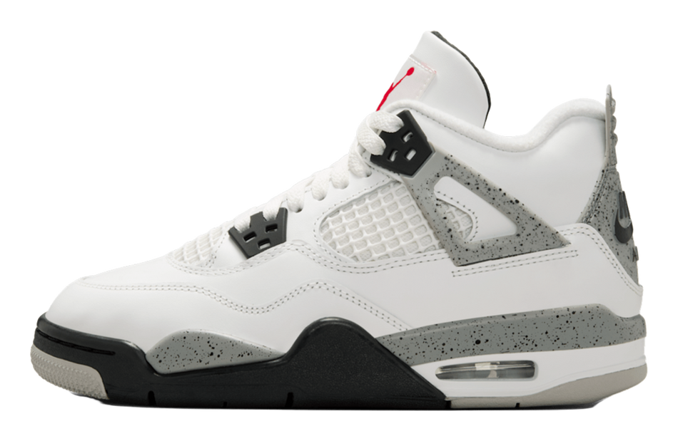 Jordan Air Jordan 4 Slip Resistant Abrasion Resistant Mid top Childrens Basketball Shoes White Black Unisex  VJSNEAKER