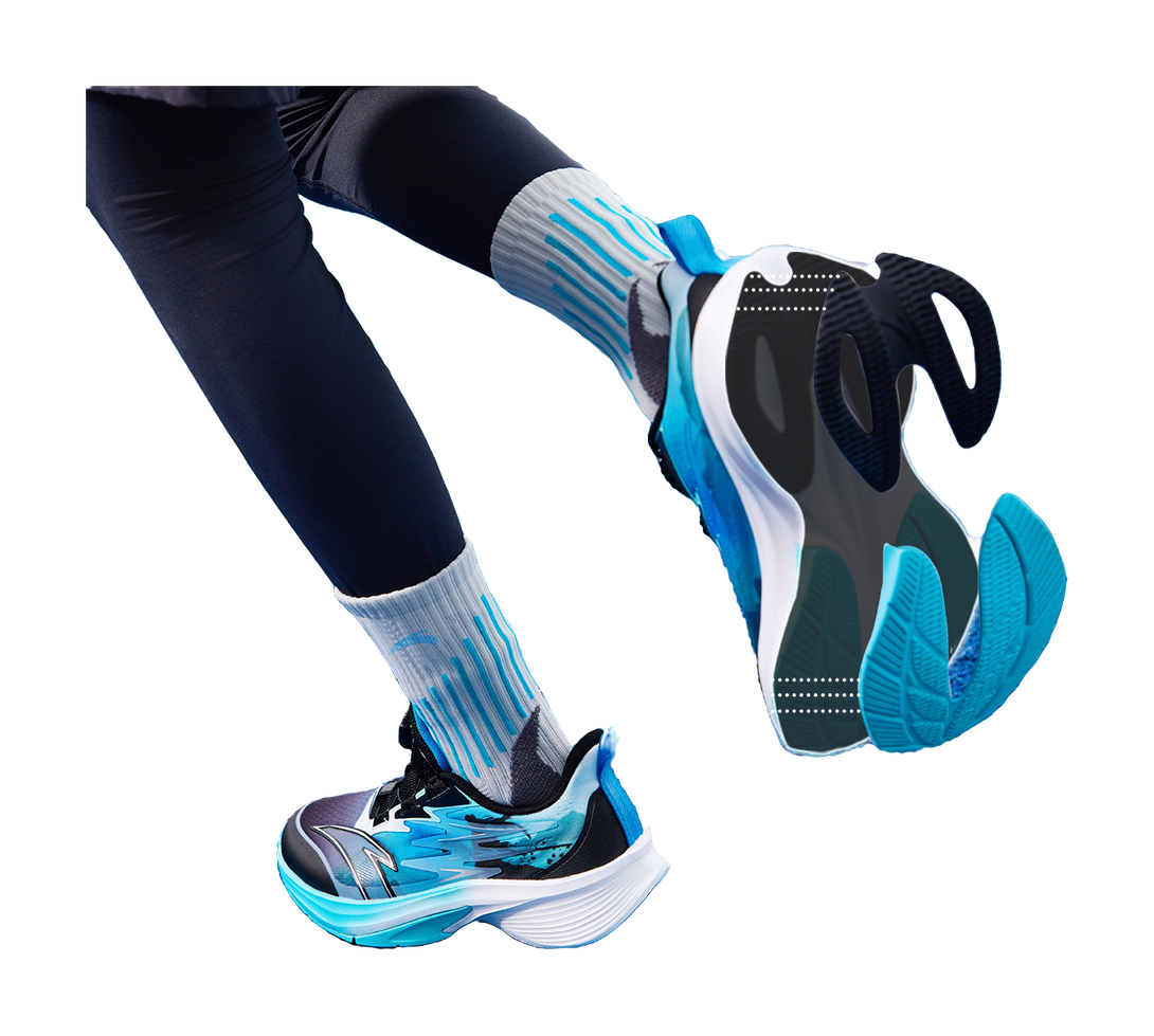 Antakids Lurid Wave Abrasion Resistant Rebound Breathable Lightweight Cushioning Low top Kids' Running Shoes Teenagers 