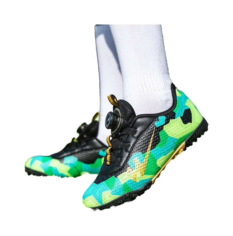 Binary Slip Resistant Anti Kick Cushioning Abrasion Resistant Breathable Low top Kids Soccer Shoes Black Green Kids  vjsneaker.com