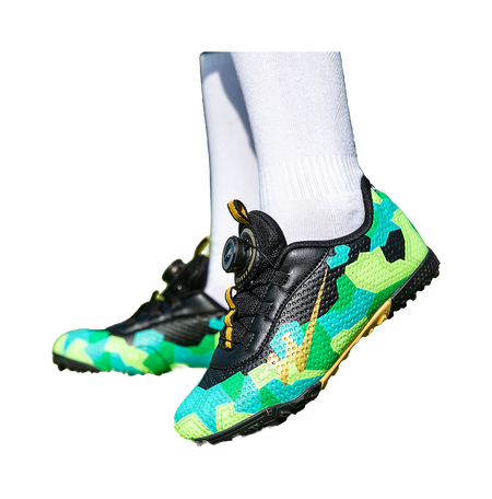 Binary Slip Resistant Anti Kick Cushioning Abrasion Resistant Breathable Low top Kids Soccer Shoes Black Green Kids  vjsneaker.com
