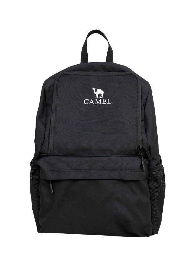 Dark 18L outdoor backpack with front zip pocket and top handle, CAMEL logo.