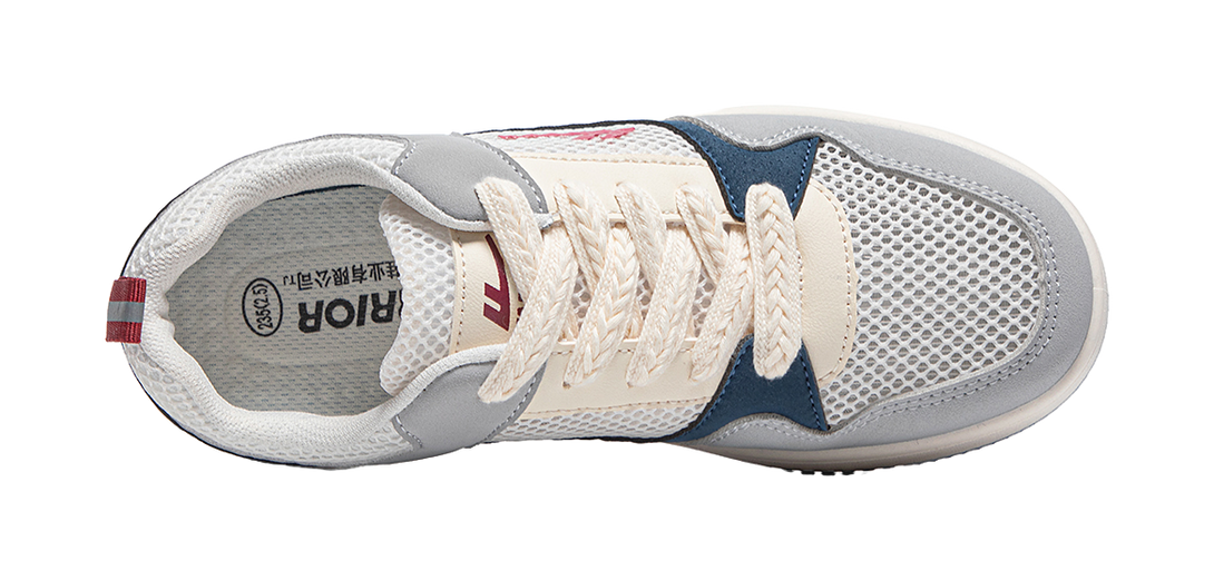 Warrior Slip Resistant, Abrasion Resistant, Lightweight, Breathable Low top Skateboard Shoes Unisex Beige Blue 