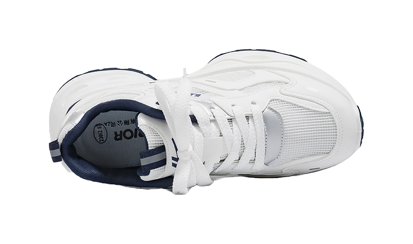Warrior Low top Chunky Sneakers Unisex White Dark Blue 