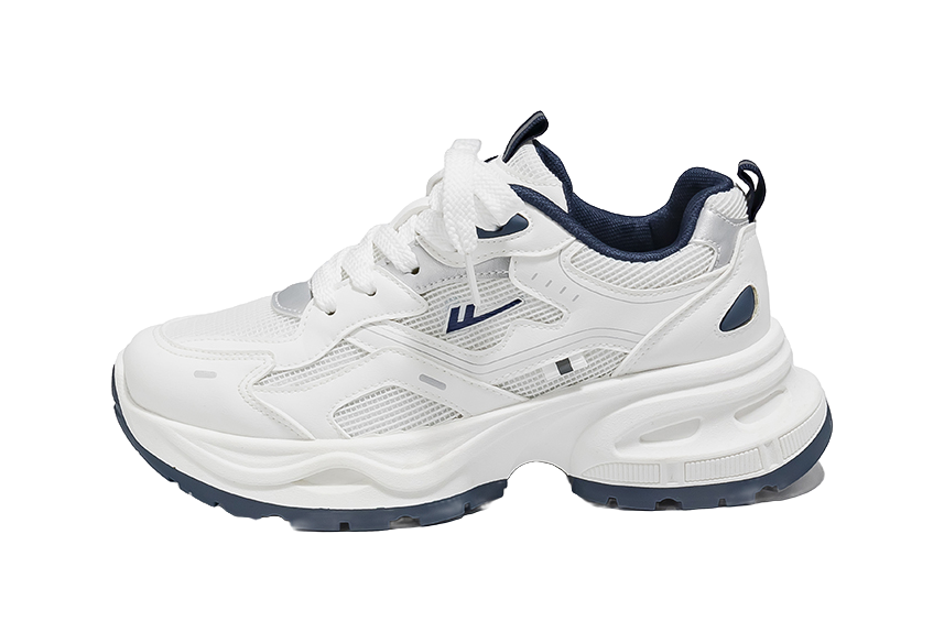 Warrior Low top Chunky Sneakers Unisex White Dark Blue 