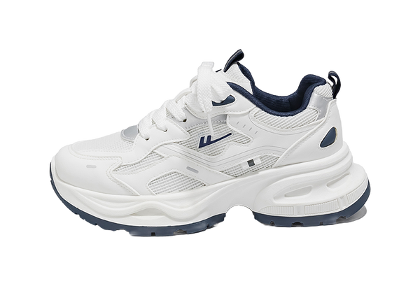 Warrior Low top Chunky Sneakers Unisex White Dark Blue 