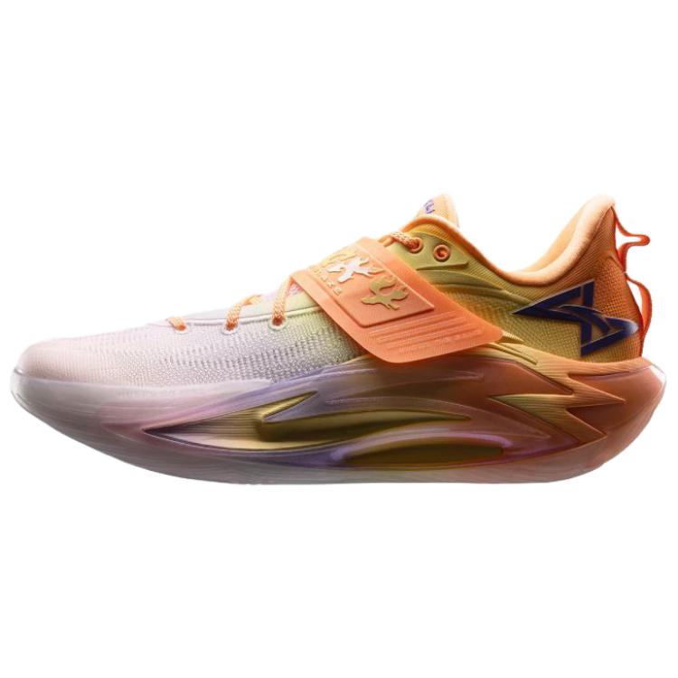 Anta basketball shoe in cute pink and neon orange with lace-up mesh upper