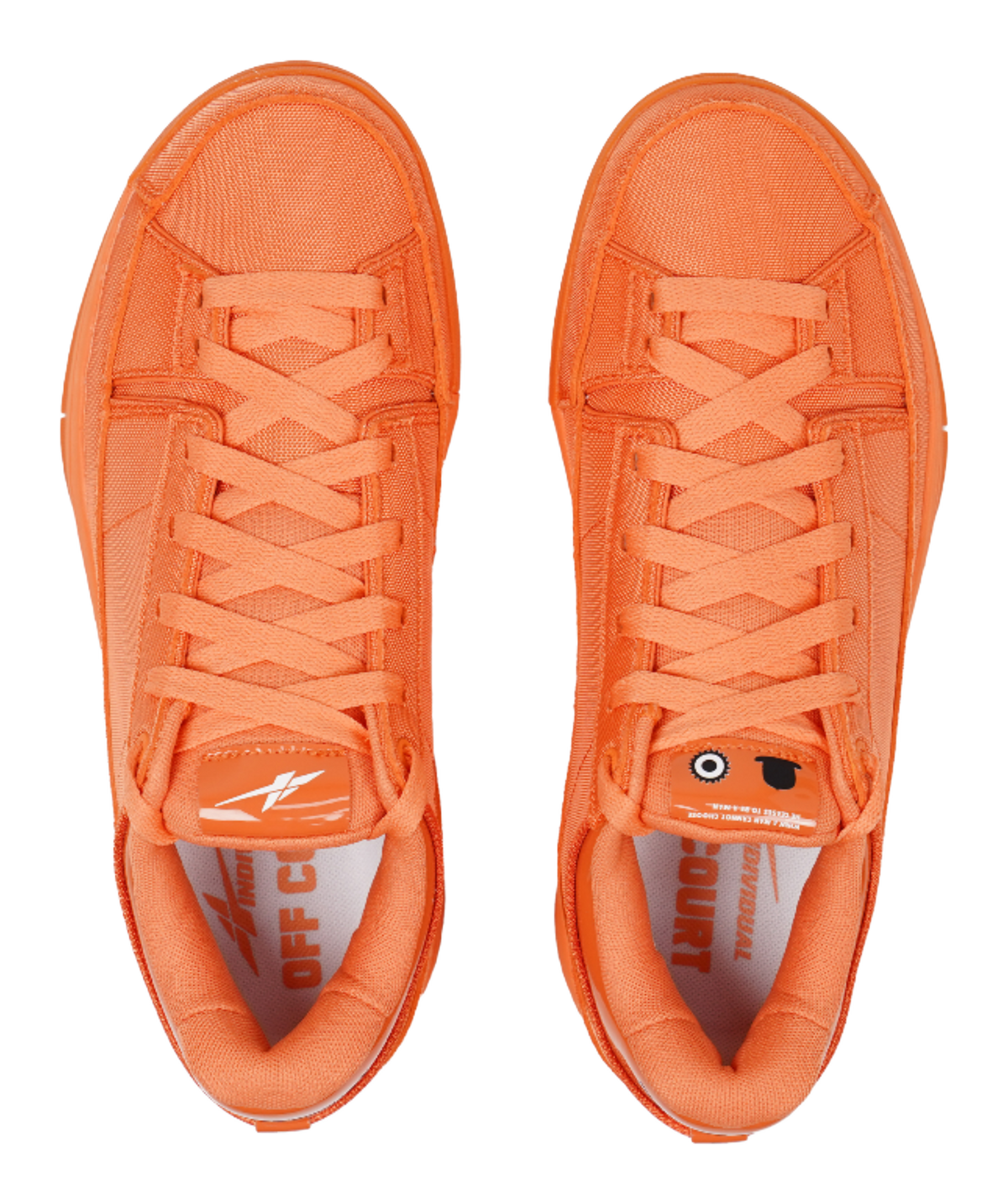 Orange lace-up basketball shoes, front view with cushioned tongue