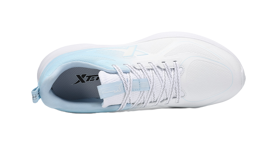 XTEP Cushioning, Wear Resistant Low top Casual Running Shoes Men's Classic White Ripple Blue 
