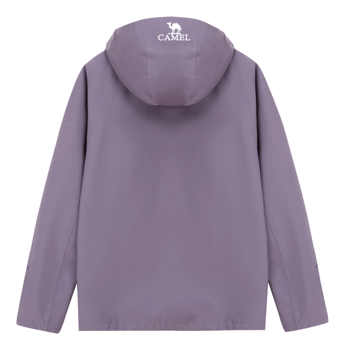 Lavender unisex windbreaker jacket with hood and full back view