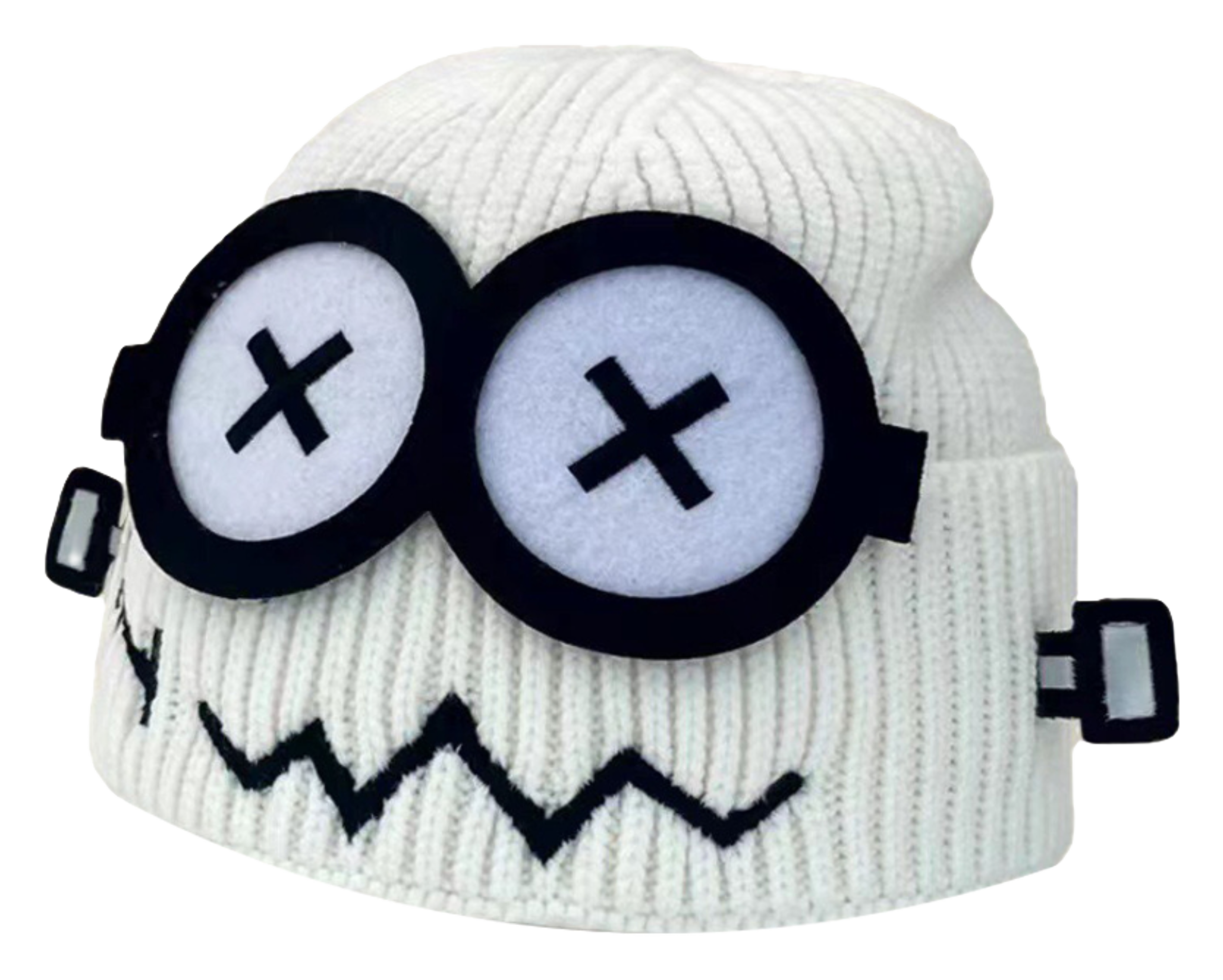 【 Essential for Autumn and Winter 】 IOTS Cute xx Eye Robot Funny Windproof, Warm, Commuting Versatile Polyester Woolen Hat for Men and Women Same Style Couple's Gift for Boys and Girls  vjsneaker.com