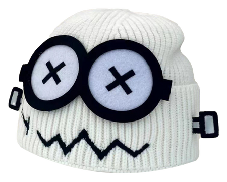 【 Essential for Autumn and Winter 】 IOTS Cute xx Eye Robot Funny Windproof, Warm, Commuting Versatile Polyester Woolen Hat for Men and Women Same Style Couple's Gift for Boys and Girls  vjsneaker.com