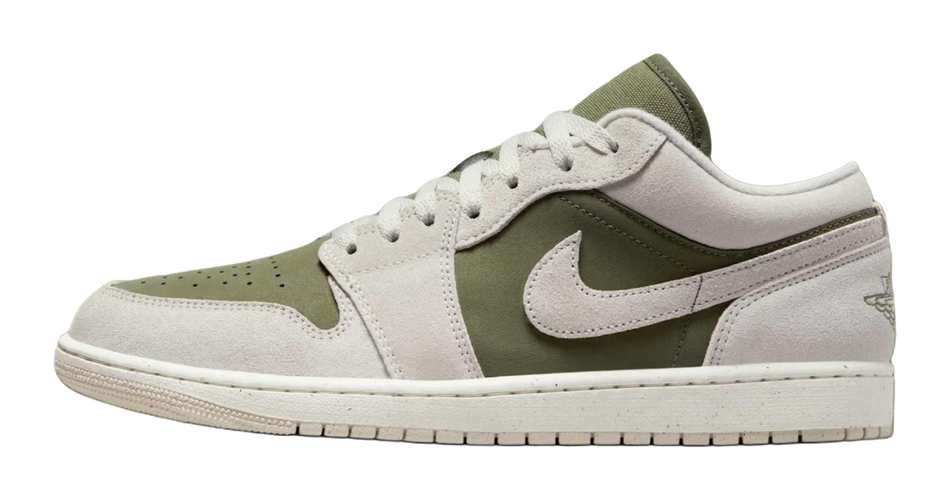 Jordan Air Jordan 1 Abrasion Resistant Low top Vintage Basketball Shoes Unisex White Green  VJSNEAKER