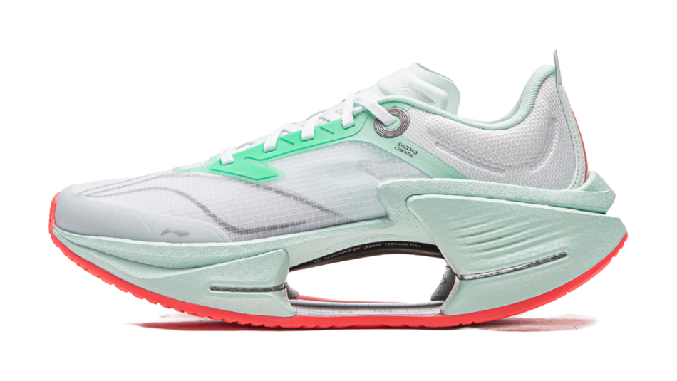 Li Ning Shadow 3 Essential Cushioning Abrasion Resistant Low top Casual Running Shoes Mens White Green  VJsneaker
