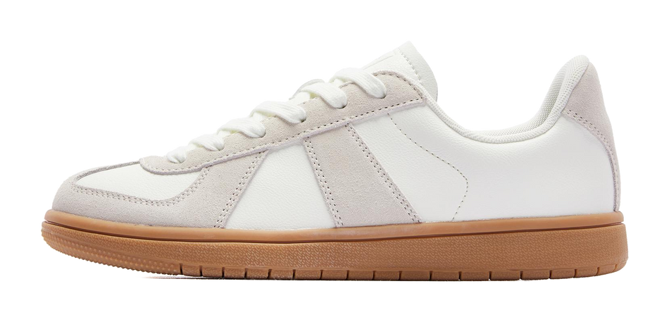 QIAODAN Slip Resistant, Abrasion Resistant, Lightweight Low top Skateboard Shoes Womens White Gray  VJSNEAKER