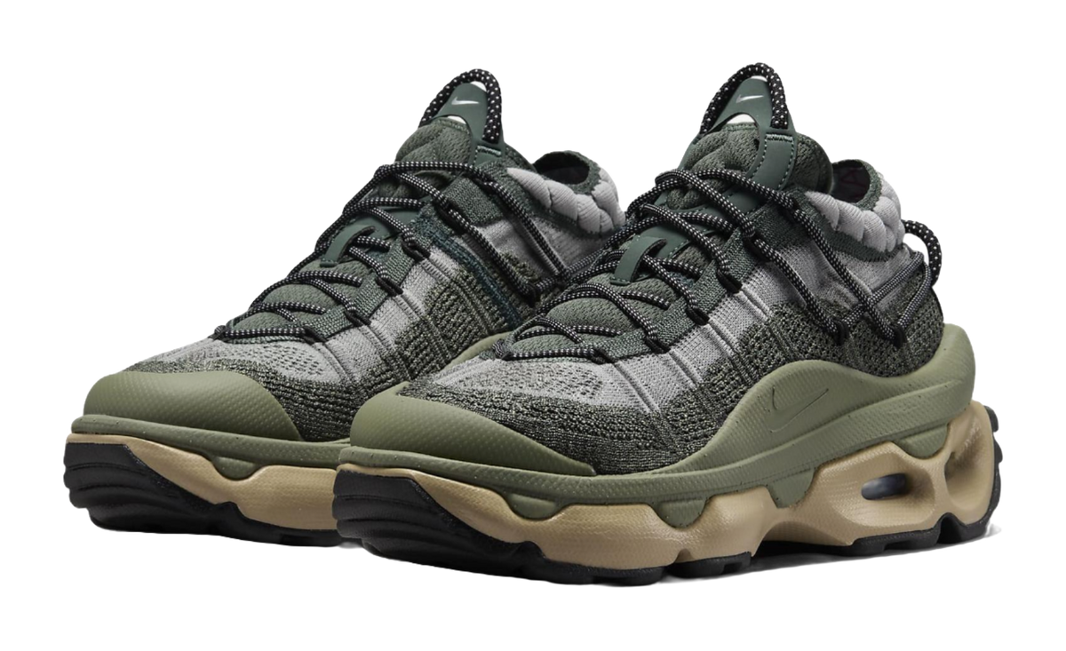 Nike Air Max Flyknit Venture Vintage Green Light Army Khaki Metallic Silver Womens  vjsneaker.com