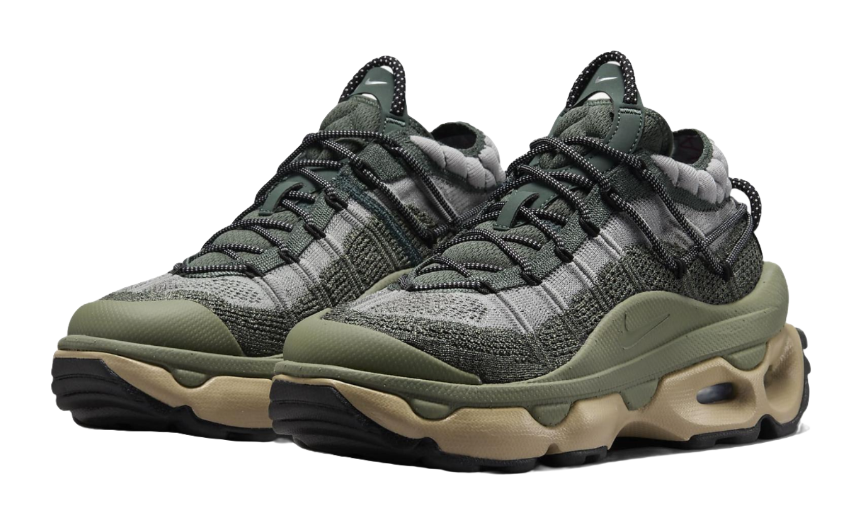 Nike Air Max Flyknit Venture Vintage Green Light Army Khaki Metallic Silver Womens  vjsneaker.com