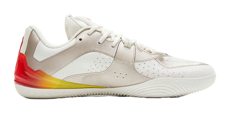 PEAK Cushioning Coverage Rebound Wear Resistant Slip Resistant Low Top Basketball Shoes Mens Milky White Red  VJSNEAKER