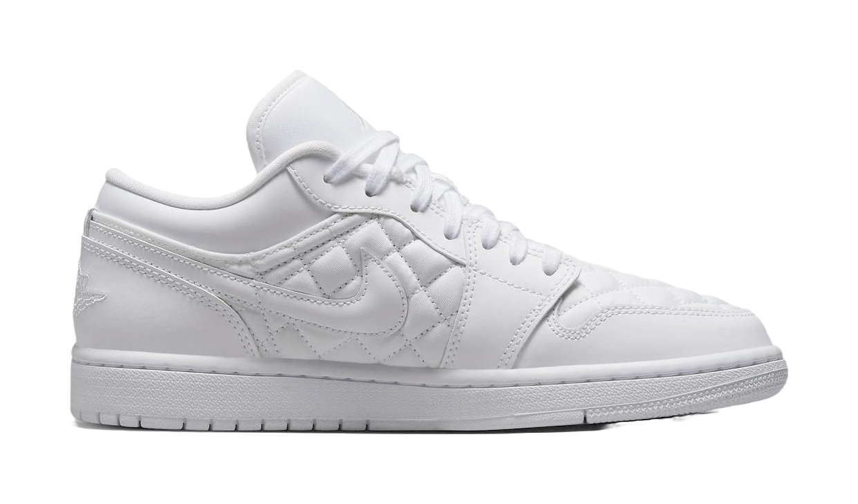 Air Jordan 1 Low Triple White Quilted Womens  vjsneaker.com