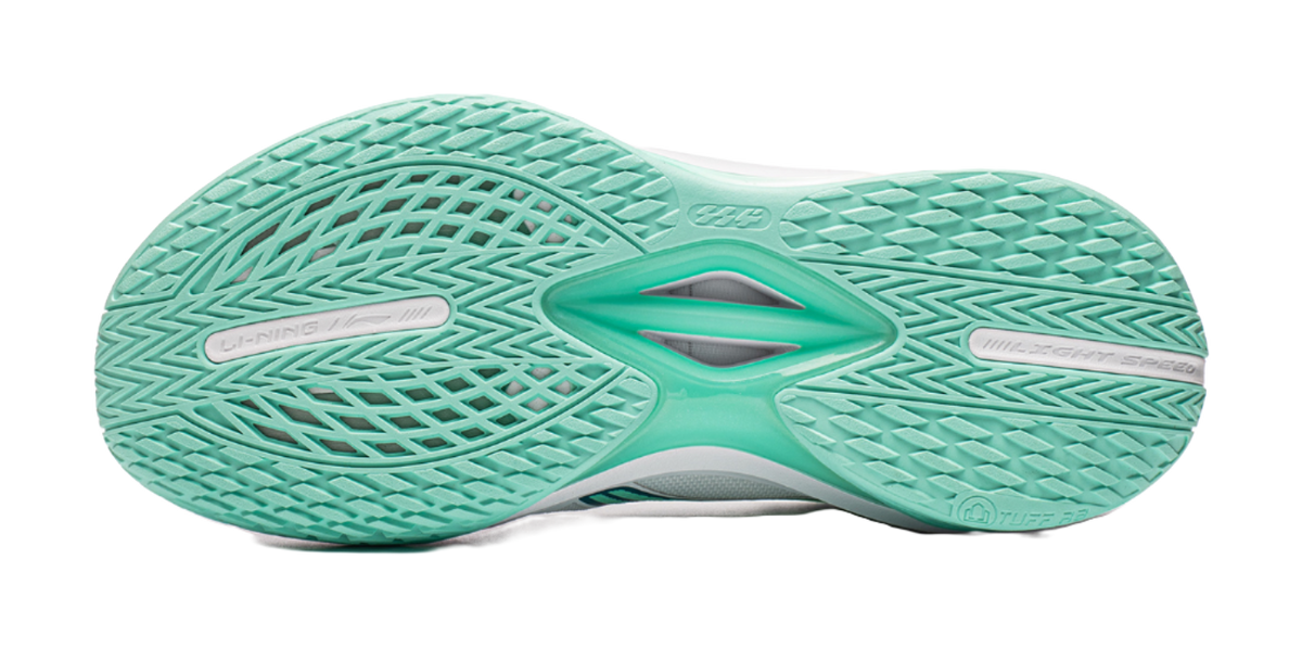 Basketball shoe outsole, textured ice cyan rubber with Li Ning logo