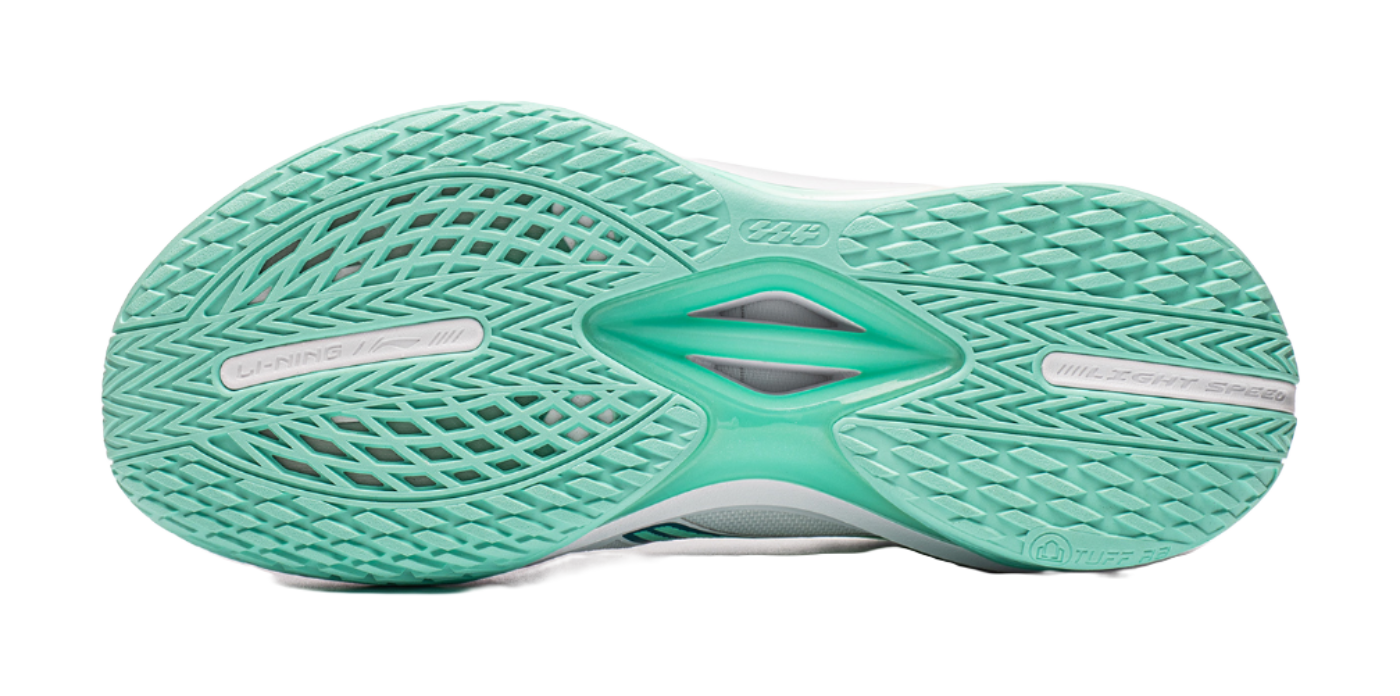 Basketball shoe outsole, textured ice cyan rubber with Li Ning logo