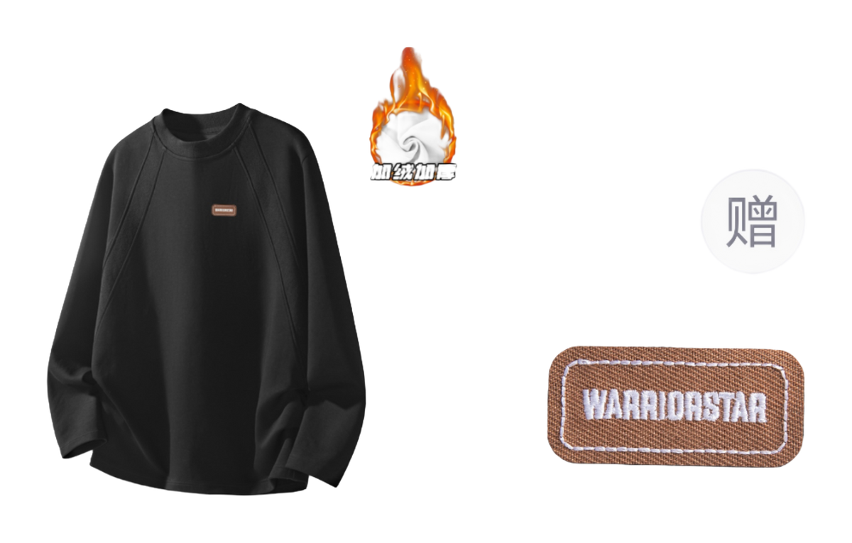 Warrior Power Simple Design Sense Autumn and Winter Plush Shoulder Hoodie Loose Inner Bottom Shirt Casual Fashion Trend Versatile Long Sleeve T-shirt Unisex  vjsneaker.com