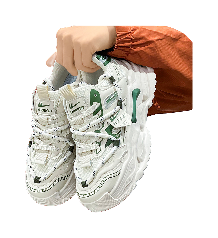 Warrior Abrasion Resistant Breathable Height Increasing Low top Chunky Sneakers Mens  vjsneaker.com