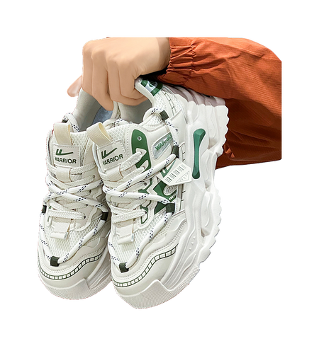 Warrior Abrasion Resistant Breathable Height Increasing Low top Chunky Sneakers Mens  vjsneaker.com