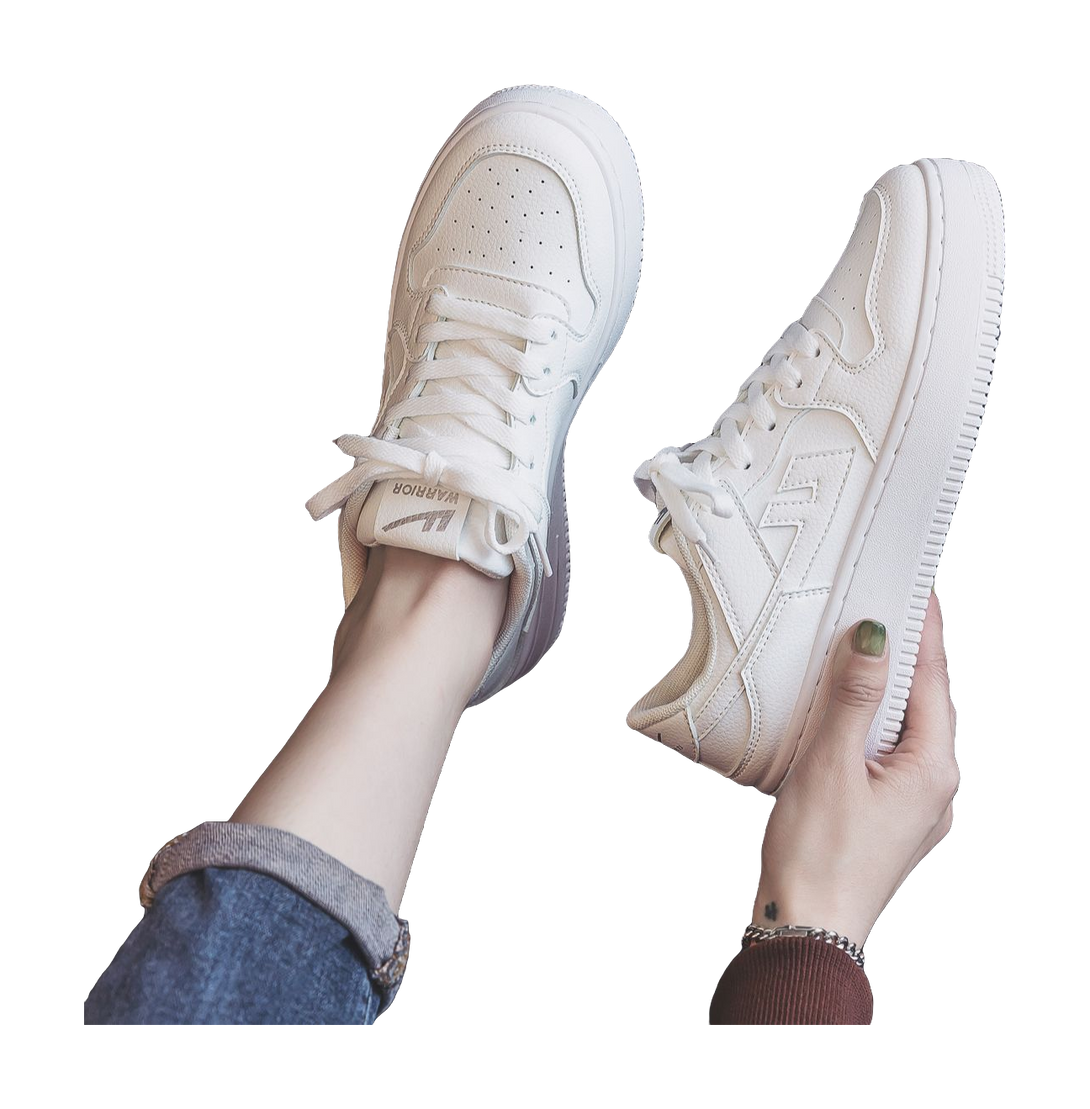 Warrior Abrasion Resistant Lightweight Height Increasing Low top Skateboard Shoes Unisex White 