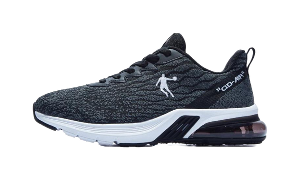 QIAODAN Slip Resistant, Abrasion Resistant, Breathable Low top Casual Running Shoes Men's Black Gray 