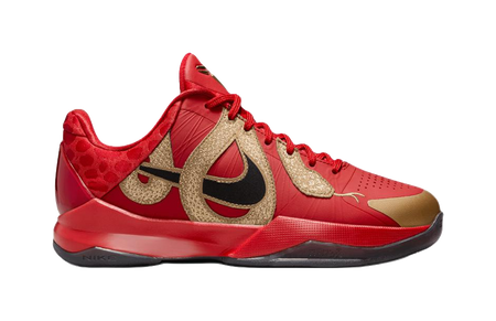 Nike Zoom Kobe 5 Slip Resistant Abrasion Resistant Low top Childrens Basketball Shoes Red Black Unisex  vjsneaker.com