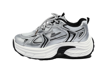Warrior Low top Chunky Sneakers Womens Silver Gray Black  vjsneaker.com