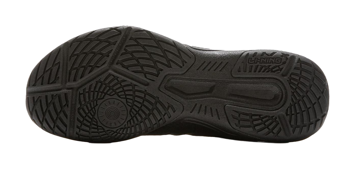Li-Ning table tennis shoe outsole, black tread with multi-pattern grip