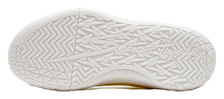 White rubber outsole with textured herringbone tread pattern