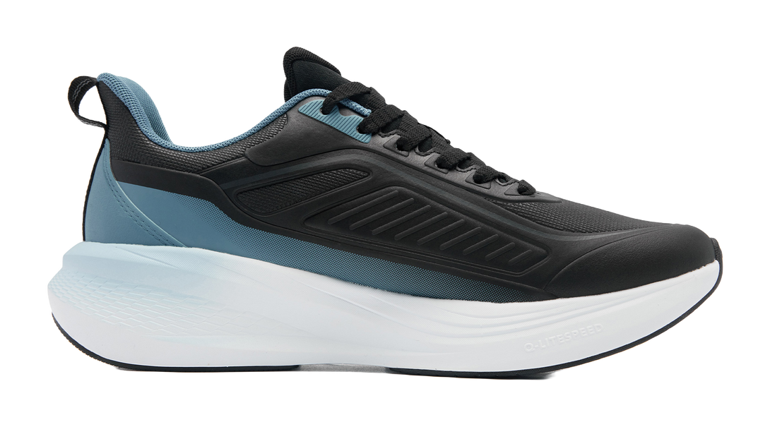 QIAODAN Rainwing 4.0 Running Shoes Men's Low top Black/Cloud Gray Blue 