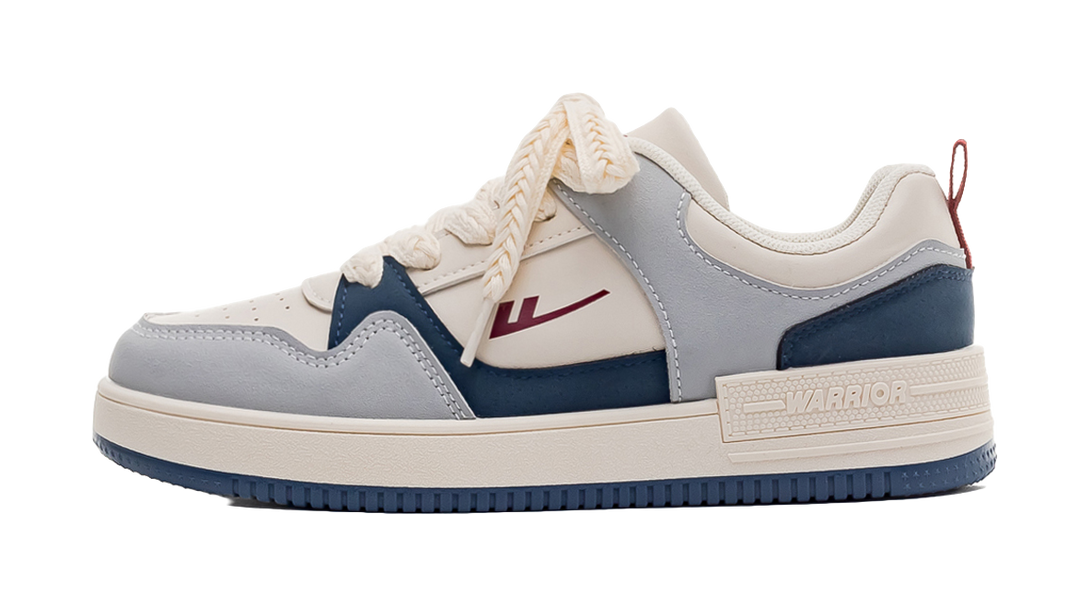 Warrior Slip Resistant, Abrasion Resistant, Lightweight, Breathable Low top Skateboard Shoes Unisex Beige Blue 